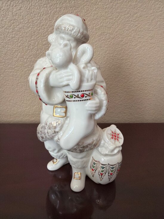 Lenox Other - Lenox China Jewels Twas the Night Santa Claus Stocking Porcelain Figurine 8.5"